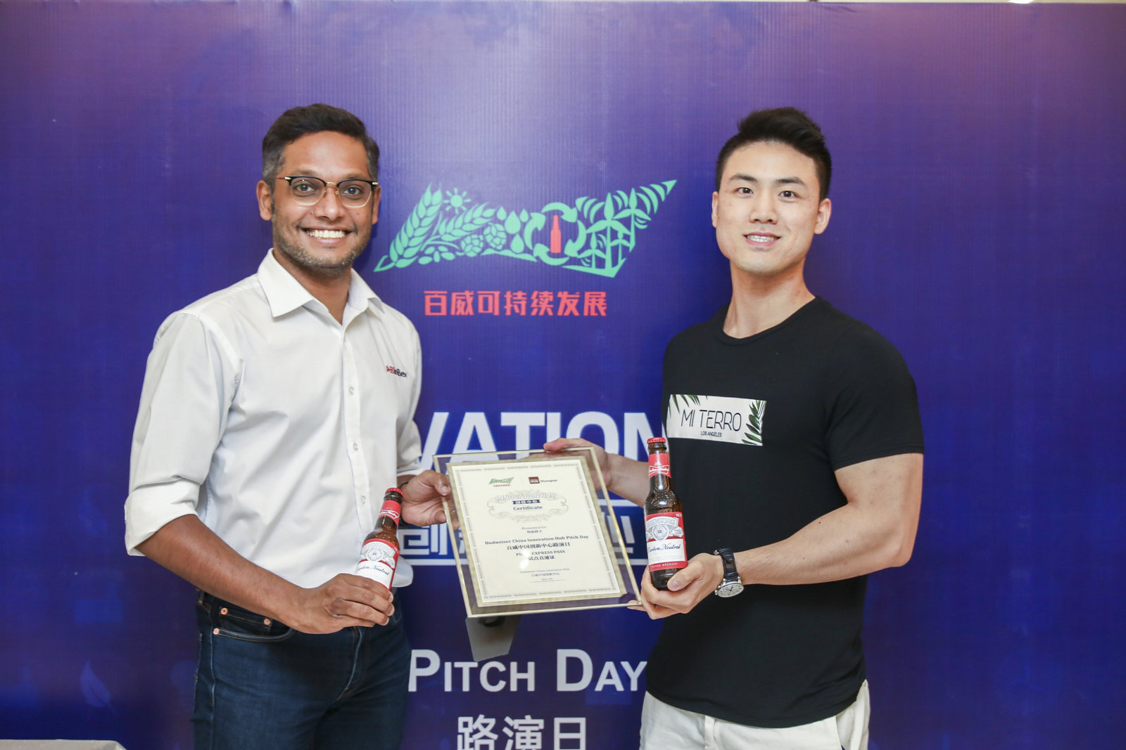 Robert at an innovation pitch event with a partner
